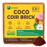 Envelor Coco Coir Brick 1-Pack Compressed Coconut Fiber Organic Coco Block Potting Soil 10 lb. Potting Mix Garden Soil 1 Brick = 18 Gallons of Growing Media Coconut Fiber Substrate Coco Peat Coir Pith