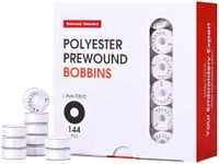 Richword Prewound Bobbins, White Cardboard Sided 144pcs Size L(SA155), 70D/2(60WT) Polyester Bobbin Thread for Commercial Multi Needles Embroidery Machine, 120 Yards