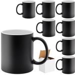 8-Pack Color Changing Ceramic Mug,11 oz Sublimation Mugs Magic Mug Heat Sensitive Coffee Mugs,Tazas Magicas para Sublimacion Ceramic Cup for Coffee, Tea, Cocoa and Mulled Drinks,Matte Black