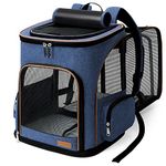 Lekesky Cat Backpack Carrier Extra Large Expandable Pet Backpack Airline Approved Dog Carrier for Small Dogs and Cats up to 22 lb, Blue