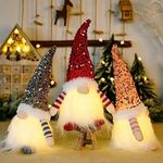 3PCS Christmas Rudolf Doll window decoration Christmas glowing faceless doll night light Rudolf Christmas sequin cap Rudolf doll Rudolf Christmas car decoration