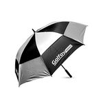 Golfoy Basics 54" Inch Double Canopy Golf Umbrella - (Black/Silver)