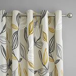 Fusion - Ensley - 100% Cotton Pair of Eyelet Curtains - 90" Width x 90" Drop (229 x 229cm) in Ochre