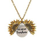 HEIMAXING Sunflower Necklace for Women Engraved You are My Sunshine (Gold)