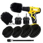 Shieldpro Drill Brush Attachment Set,Power Cleaning Scrub Brush,All Purpose Drill Brushes with Extend Long Attachment for Bathroom and Kitchen Surface,Grout,Tub,Shower,Tile,Corners, Automotive-Black