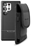 Encased Phone Pouch with Shockproof Case for Samsung Galaxy S23 Ultra - Rebel Armor with Ballistic Nylon Carrying Holster (Black)