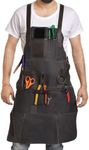Leather Apron Genuine Pure Leather Tool Work BBQ Apron for Handyman, Carpanter, Woodwork, Kitchen, Cooking - Men and Women (Ash Grey)…