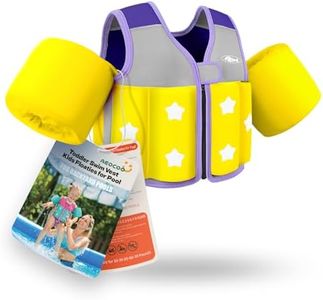 AEOCOO Toddler Swim Vest 20-30-50-70 Pounds, Kids Pool Floaties for 1-2-3-5-7-9 Years Old, Comfortable Wear Bright Float Jacket with Water Ring, Unpadded Side for Arm Comfort, Boys, Girls, Purple