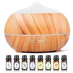 Moisturnt Essential Oil Diffuser HumidifierHome: 500ML Aroma Air Diffusers with Oils SetBedroom Electric Aromatherapy Vaporizer Scented Ultrasonic Cool Mist HumidifiersLarge Room, Yellow, 5P-OS