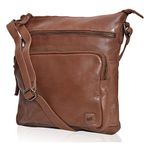 Wise Owl Genuine Leather Crossbody Handbags & Purses for Women - Premium Crossover Over the Shoulder Bag (Brown Washed Vintage)