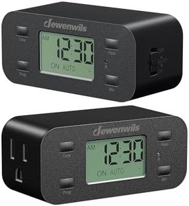 DEWENWILS 24 Hour Programmable Digital Timer Outlet with 1 Grounded Outlet, 2 Pack Timers for Electrical Outlets, 3 Prong Light Timer for Indoor Lamp Fan Aquarium, 125V/15A/1000W, 1/2 HP, Black