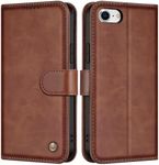 MAZACOO for iPhone SE 2022 5G/iPhone SE 2020/iPhone 8/iPhone 7 Wallet Case, PU Leather Flip Folio Case [Card Holders] [RFID Blocking] [Kickstand] Phone Cover for iPhone 7/8/SE2/SE3, Brown