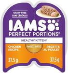 IAMS Perfect Portions Healthy Kitten Wet Cat Food Paté – Grain Free With Chicken – 24x75G (2.6oz) Trays