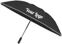 TopTie Custom Auto Inverted Umbrella, Logo Printed Windproof Travel Umbrella with Reflective Stripe