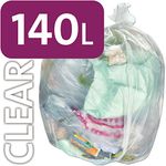 Alina 25 x 140L Polythene Clear Heavy-Duty Wheeled Bin Liner/Wheelie Refuse Bag/ENSA Compactor Sack/Heavyweight 140 Litre Clear Plastic Garbage Bag (25 sacks)