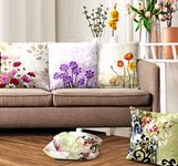 Ultimate Trends Premium Polyester Digital Modern Printed 200 TC Cushion Cover For Living Room Couch Bed Single Sofa Set Of 5 (20 X 20 Inches, Floral Cream)