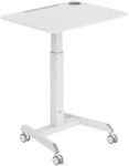 Mount-It! Mobile Laptop Desk Cart | Adjustable Rolling Laptop Stand with 28.5" x 22" Tabletop | Ergonomic Sit-Stand Workstation on Wheels | Portable Laptop Cart for Home Office in White