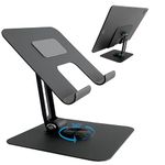 TARKAN 360 Degree Rotating Adjustable Metal Tablet Stand, Foldable Desk Mount Holder for Upto 12 Inch iPads & Tabs (Black)