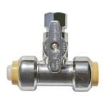 Push On T-STOP Shut Off Valve (1/2" Push x 1/2" Push x 3/8") - Safe for Drinking Water - Kitchen & Bathroom Sink, Refigerator, Dishwasher, Toilet Hookup Valve - 1/4 Turn T-Valve for Copper, PEX, PVC