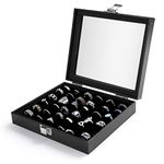 PowerKing Jewelry Storage Case, Black Gorgeous Transparent Rings Storage Box Jewelry Showcase Display Case Holder Tray, Ideal Gift for Women Girls (36 Slot)