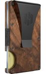 Hayvenhurst Slim Minimalist Front Pocket RFID Blocking Metal Wallets for Men with Money Clip (Walnut Wood)