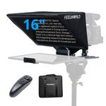 Feelworld TP16 16 Inch Folding Teleprompter for Up to 16" Tablet Horizontal Vertical Prompt for Live Streaming Interview Speech Online Teaching Vlogger with APP Remote Control Carry Case, Black
