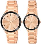 Acnos Stainless Steel Branded Uniq Rosegold Colours Dial Ring Case Gift Watch Analog Combo Couple Watches Men Women Watch Pack Of 2 Valentine's Day Special, Rose Gold Band