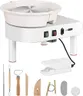 VIVOHOME 25CM Pottery Wheel Forming Machine 350W Electric DIY Clay Tool with Foot Pedal and Detachable Basin for Ceramic Work Art Craft White