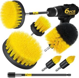 Holikme 6Pack Cleaning Brush Power Scrubber Cleaning Brush Extended Long Attachment Set All Purpose Scrub Brushes Kit for Grout, Floor, Tub, Shower, Tile, Bathroom,Car Cleaning Brush，Yellow