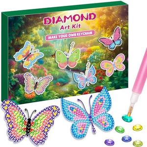 Labeol Arts and Crafts for Kids Ages 8-12 - Creat Your Own GEM Keychains-5D Diamond Art by Numbers GEM Art Kits for Kids Girls Toddler Crafts Age 6-7 6-8 10-12 (Butterfly)