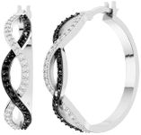 Dazzlingrock Collection 0.30 Carat (ctw) Round Black & White Diamond Infinity Swirl Hinged Post Hoop Earrings for Women in 925 Sterling Silver