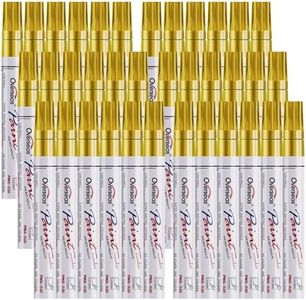 Overseas Metallic Gold Paint Marker Pens - 36 Pack Oil-Based Permanent Markers Set, Quick Dry, Waterproof, Medium Tip Paint Pens Bulk for Wood, Metal, Rock, Ceramic, Plastic, Canvas, Glass, Rubber