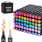 Tongfushop 60 Colors Alcohol Markers Set, Dual Tip Blender Art Markers for Adult, Alcohol Based Permanent Sketch Markers Pens with Portable Case, Pad for Drawing Coloring Painting