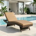 BRISHI Outdoor Swimming Poolside Lounger Beach Sunbathing Lawn Patio Chaise Lounge Sun Lounger Chair Adjustable Backrest (Dark Brown + Brown)