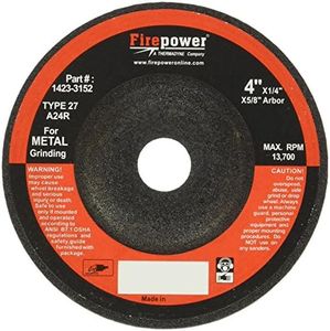 Firepower 1423-2187 Type 27 Depressed Center Grinding Wheel without Hub, 4-Inch x 1/4-Inch x 5/8-Inch, 5-Pack