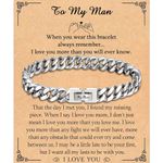 TEVOP Gifts for Him, My Man Engraved Bracelet Love Gifts for Boyfriend Husband, Cuban Chain Bracelet Romantic Gifts for Him Birthday Christmas Valentines Day Presents for Boyfriend Husband