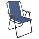 Harbour Housewares Folding Beach Deck Chair - Navy - Pack of 1 - Metal Outdoor Patio Seat for Picnic, Garden, Camping