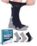 Doctor's Select Diabetic Socks for Men - 3 Pairs Crew Diabetic Neuropathy Socks for Men | Diabetic Socks for Men 9-12, L - Navy, Tan, Grey- 3 Pairs, Large