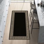 renoazul® Bordered Design Non-slip Rug With Low Profile Hallway Runner, 80 X 150 cm - Black-Beige - Greeky Front Door Mat Inside Washable Rug, Kitchen Rug And Rugs For Living Room.