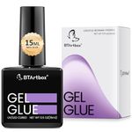 BTArtbox Gel Nail Glue 15 ML 4 In 1 Super Strong UV Nail Glue For Acrylic Nail Tips, Long Lasting Gel Glue For Transparente Fake Nails for More Than 28 Days, UV/LED Lamp Cure Needed