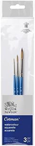 Winsor & Newton Watercolor Brush Set, Synthetic Hair, Assortments, redondos nº 0, 4 y 8