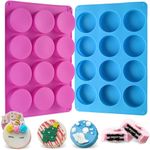 Sakolla 2PCS Round Chocolate Cookie Molds, SAKOLLA Cylinder Silicone Mold for Chocolate Covered Oreos, Cake, Candy, Pudding, Mini Soap (Blue)