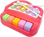 vGRASSP 2 in 1 Xylophone and Piano Toy with Colorful Keys for Toddlers and Kids (Red)