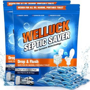 WELLUCK 50 Packs RV Toilet Treatment Drop Ins, Holding Tank Deodorizer for RV Camper Marine Portable Toilet Porta Potty, Camping Toilet Chemicals for Breaking Down Waste, 50 Month Septic Tank Supply