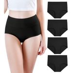 wirarpa Womens High Waist Modal Viscose Underwear Ladies Soft Breathable Full Brief Panties 4 Pack Black X-Small