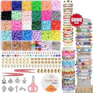 cairnsage Bracelet Making kit 6000 PCS - Beads for Jewellery Making - Jewellery Making kit - Beads for Bracelet Making - Bracelet Making kit for Girls and Adults, Multicolour
