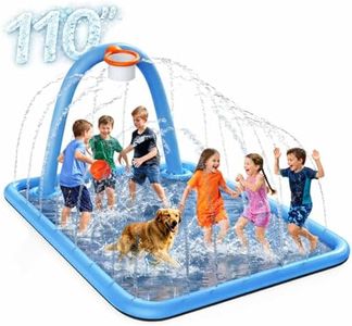 Octaplay Splash Pad for Kids & Dogs, 102x87'' Large Sprinkler Pad Water Toys with Basketball Hoop, Thickened Non-Slip Splash Mat, Foldable Play Pool & Outdoor Summer Toys Ages 4-12 (110" Splash Pad)