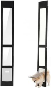 Advwin Aluminum Doggy Door for Sliding Glass Door, Adjustable Height 194.5cm to 210cm Sliding Doggie Door Insert, 28 x 41 cm Flap Size, Suitable for Large Dogs Up to 45kg, Black