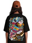 LEOTUDE Womens Oversized Round Neck Half Sleeve T-Shirts (BLK_Tiger_P_Multicolor_M)