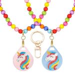 XEEWEN 2 Pack for Airtag Necklace Holder for Kids, Cute Kawaii Beaded Necklace Case for Girls (Unicorn)